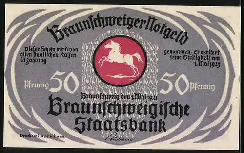 Notgeld Braunschweig 1921, 50 Pfennig, Altstadtmarkt