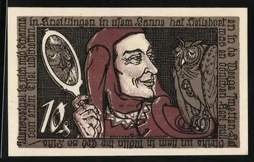 Notgeld Braunschweig 1921, 10 Pfennig, Till Eulenspiegel
