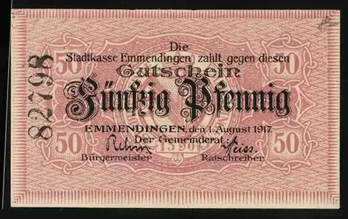Notgeld Emmendingen 1917, 50 Pfennig, Wappen