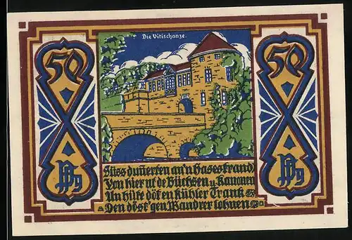 Notgeld Osnabrück 1921, 50 Pfennig, Vitischanze, Wappen