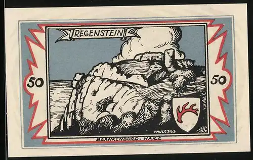 Notgeld Blankenburg i. Harz 1923, 50 Pfennig, Regenstein
