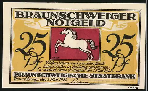 Notgeld Braunschweig 1921, 25 Pfennig, Burgplatz