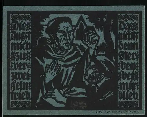 Notgeld Erfurt 1921, 50 Pfennig, Martin Luther, Wappen
