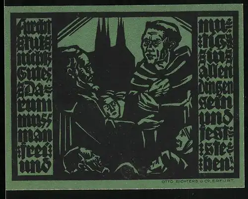 Notgeld Erfurt 1921, 50 Pfennig, Martin Luther, Wappen