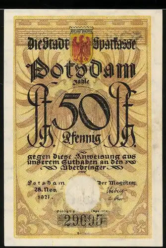 Notgeld Potsdam 1921, 50 Pfennig, Soldat Heufresser