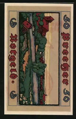 Notgeld Preetz i. Holstein, 50 Pfennig, Ortsansicht, Wappen