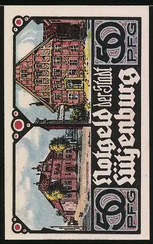 Notgeld Lütjenburg 1921, 50 Pfennig, Ortsansicht mit Kirche