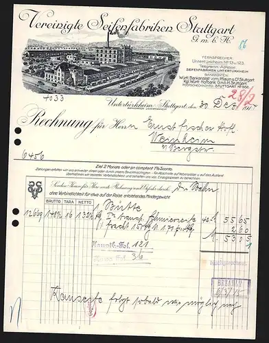 Rechnung Untertürkheim-Stuttgart 1914, Vereinigte Seifenfabriken Stuttgart GmbH, Lokomotive am Werkgelände