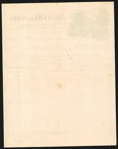 Rechnung Hann. Münden 1906, Julius Bellmann, Holz-Grosshandlung, Alte Wassermühle und zwei Holzfäller