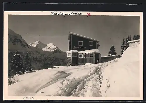 AK Sonnhüte, Berghütte am Obertauern bei Radstadt im Schnee