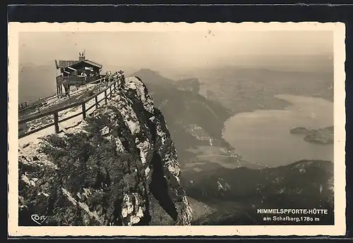 AK Schafberg, Himmelspforte-Hütte mit Blick ins Tal