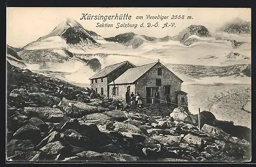 AK Kürsingerhütte, Ansicht der Berghütte am Venediger