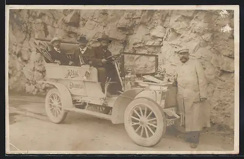 Foto-AK Auto Clement-Bayard (1906) mit der Aufschrift Hotel Sternen