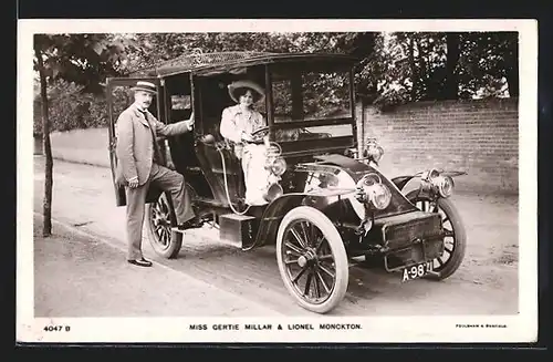 AK Auto Charron (1908), Miss Certie Millar & Lionel Monckton
