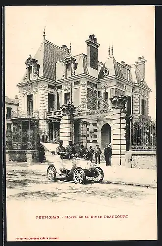 AK Perpignan, Auto Renault (190 ), Hotel de M. Emile Drancourt