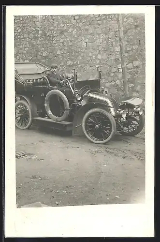 AK Auto Renault (1910) mit Kennzeichen 0-17-41