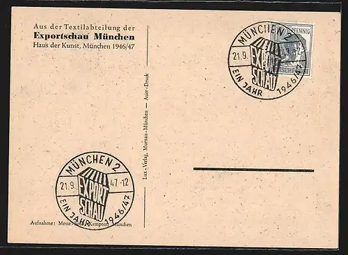 AK München, Exportschau 1946, Textilabteilung