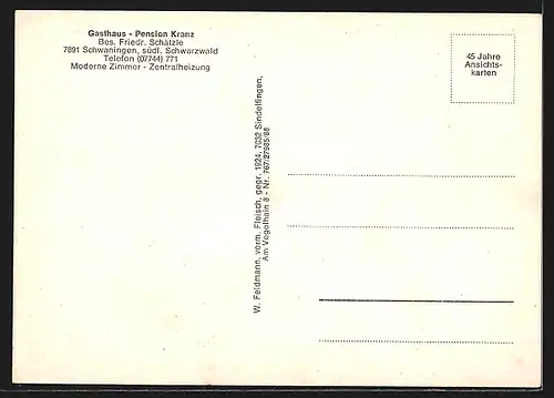 AK Schwaningen /Schwarzwald, Gasthaus Pension Kranz