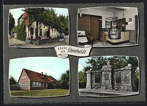 AK Schneeheide, Gasthaus Krug, Denkmal