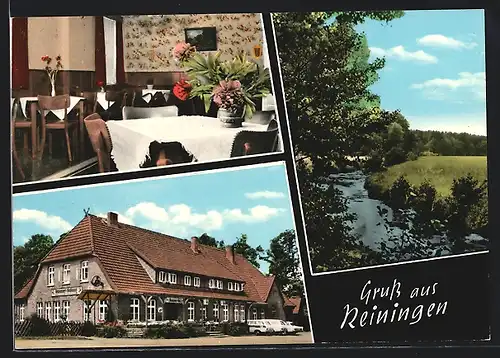 AK Reiningen / Soltau, Gasthaus-Pension Zum Wietzetal, Bes. Fr. Brammer, Aussen- und Innenansicht