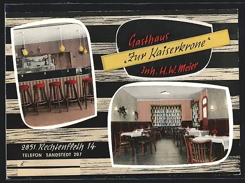 AK Rechtenfleth, Gasthaus Zur Kaiserkrone, Innenansicht