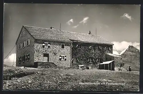 AK Oberwalderhütte mit Fuscherkarkopf, Berghütte