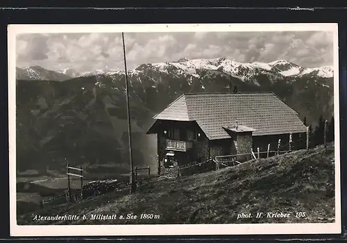 AK Millstatt, Alexanderhütte gegen die Alpen