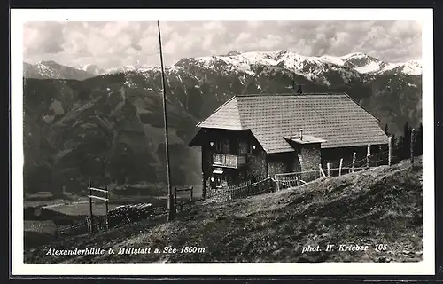 AK Millstatt, Alexanderhütte gegen die Alpen