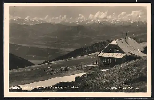 AK Millstätterhütte, Berghütte am Törl mit Fernsicht nach Süden
