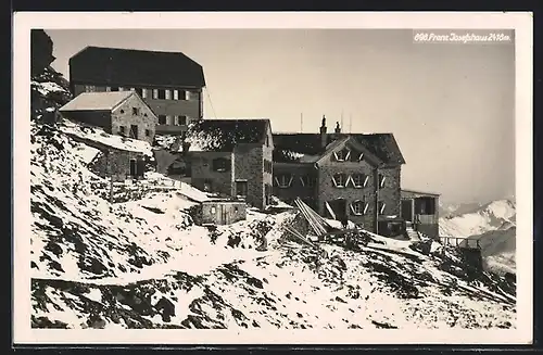 AK Kaiser Franz Josef-Haus, Berghütte am Fusse des Grossglockner, Winteransicht