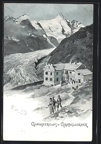 Künstler-AK Edward Theodore Compton: Glocknerhaus auf der Elisabethruhe am Fusse des Grossglockners