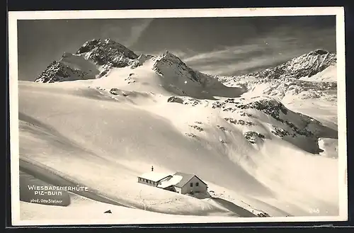 AK Wiesbadenerhütte am Piz-Buin der Sekt. Wiesbaden