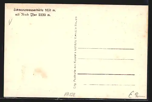 AK Schwarzwasserhütte, Berghütte mit Hoch-Ifer im Schnee