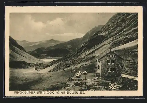 AK Ravensburger Hütte, Berghütte mit Spuller-See
