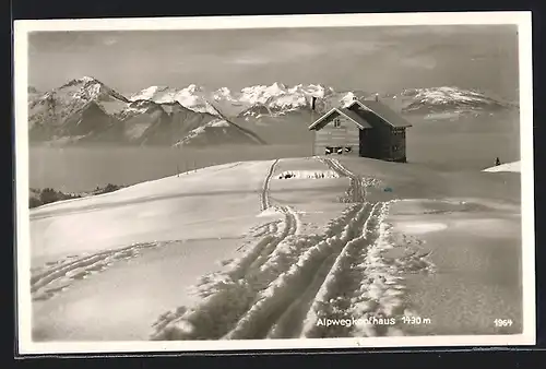 AK Alpwegkopfhaus, Berghütte im Schnee