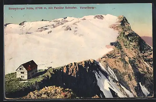 AK Strassburger Hütte, Berghütte mit Panüler Schrofen