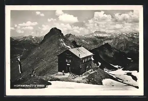 AK Wormserhütte, Berghütte in den Lechtaler Alpen aus der Vogelschau