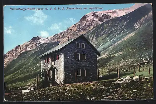 AK Ravensburgerhütte, Berghütte d. A. V. S. Ravensburg am Spullersee