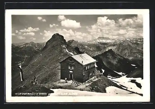 AK Wormserhütte, Berghütte in den Lechtaler Alpen aus der Vogelschau