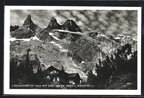 AK Lindauerhütte, Berghütte mit Drei Türme und Drusenfluh