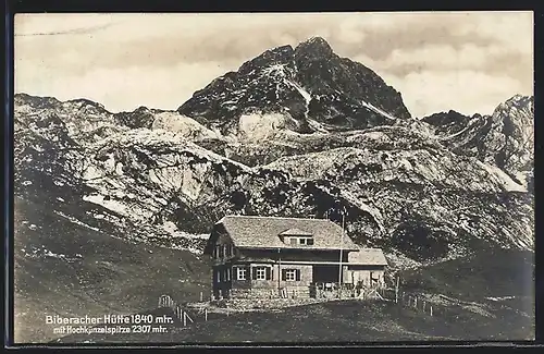 AK Biberacher Hütte mit Blick zur Hochkünzelspitze