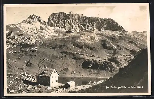 AK Freiburgerhütte, Berghütte und Rote Wand