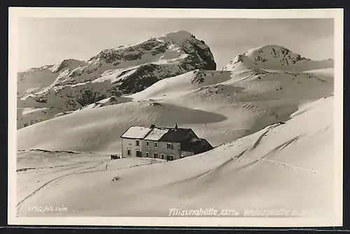 AK Tilisunahtte, Berghütte an der Weissplatte im Schnee