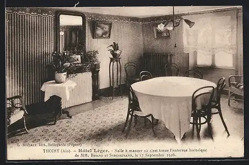 AK Thoiry, Hôtel Léger, Salle à manger ou s`est l`entrevue histrorique de MM. Briand et Stressemann