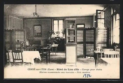 AK Condé-sur-Iton, Hotel du Lion d`Or, Garage pour Autos
