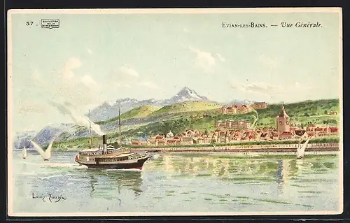 Künstler-AK Evian-les-Bains, Vue Générale