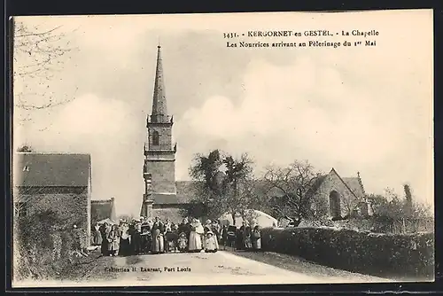 AK Kergornet-en-Gestel, La Chapelle, Les Nourrices arrivant au Pélerinage du 1er Mai