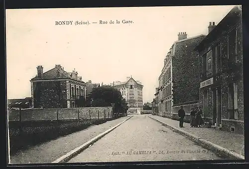 AK Bondy, Rue de la Gare, Strassenpartie