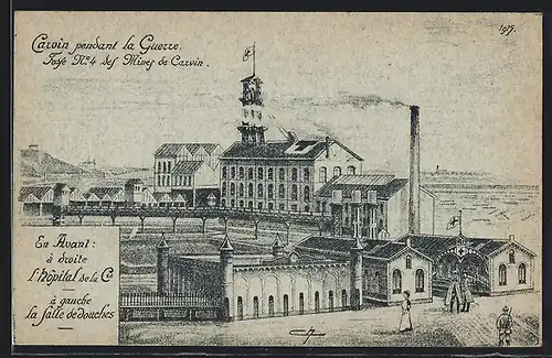 AK Carvin, L`Hopital. Droite, en Avant. Gauche, la salle de Jouches
