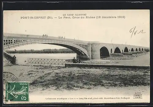 AK Pont-St-Esprit, Le Pont, Crue du Rhône 1910